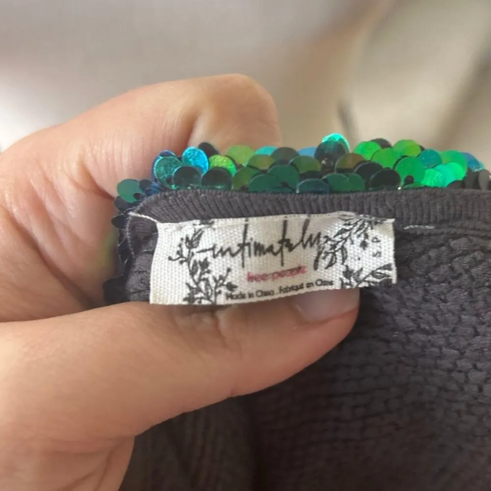 Free People Green Blue Black Iridescent Sequin Sleeveless Mini Dress - Image 5