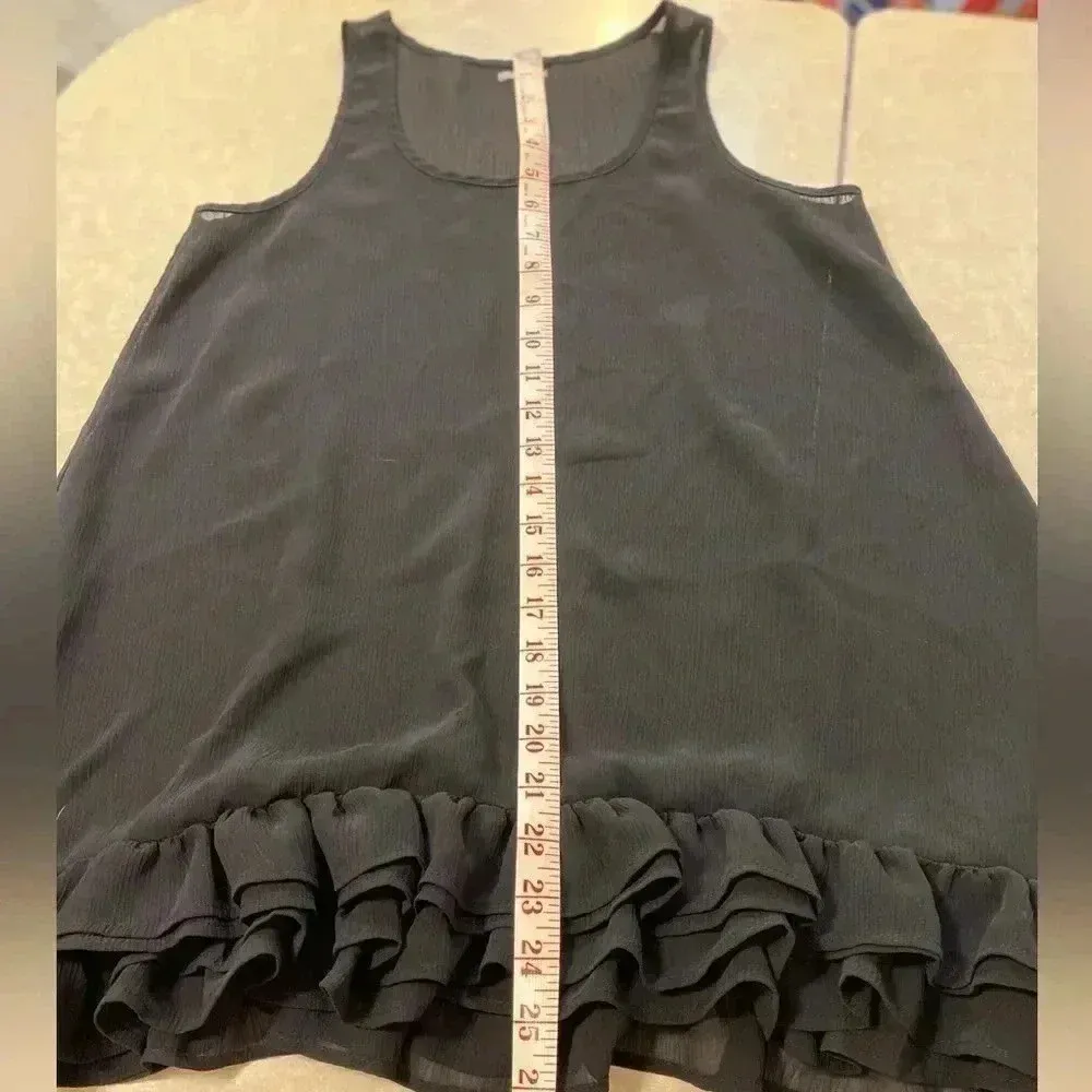 Charlotte Russe Black Ruffle‎ Long Floaty Mesh Tank top Size Small - Image 8