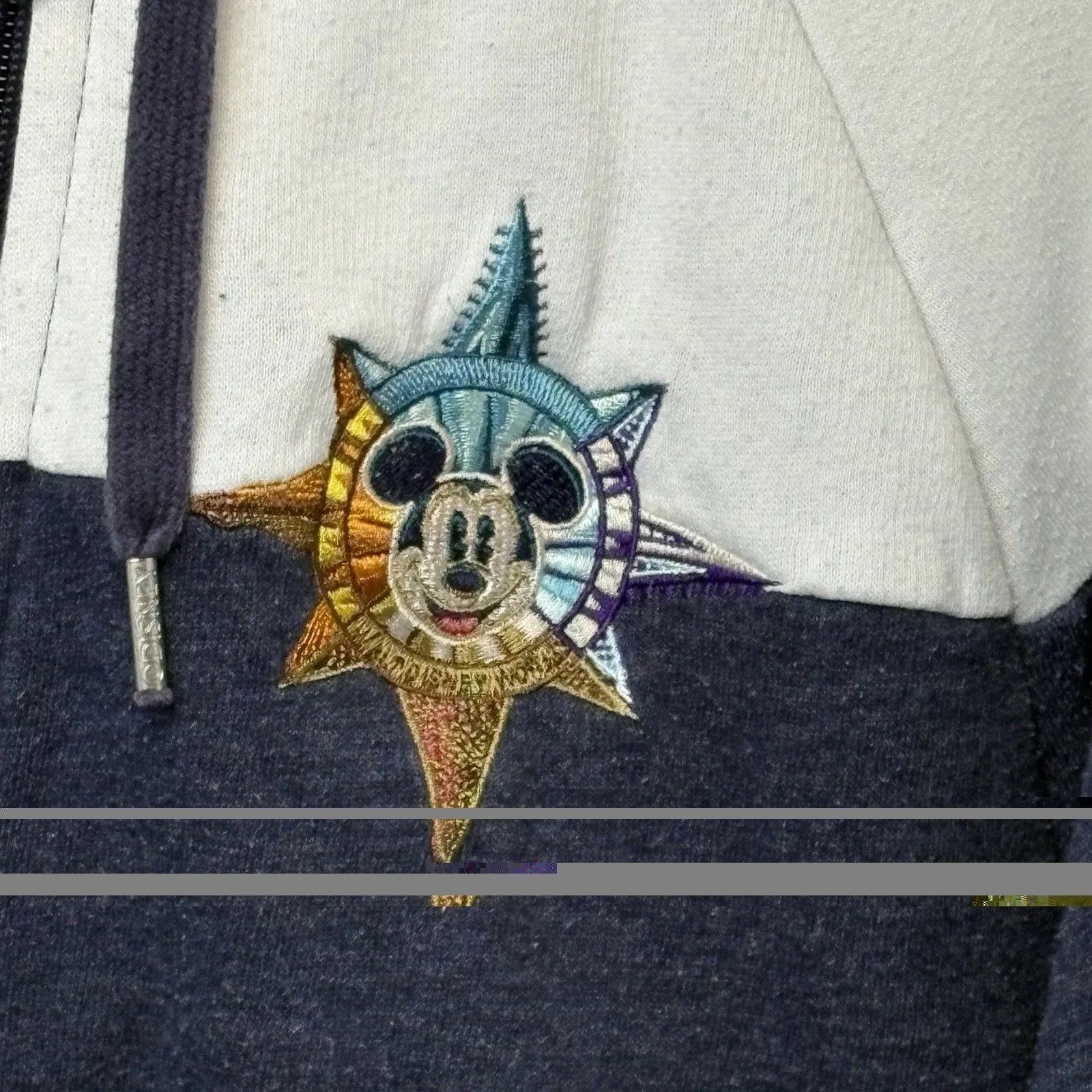 Disneyland Resort Zipped Hoodie Embroidered Mickey Compass Blue/White Size Large - Image 3