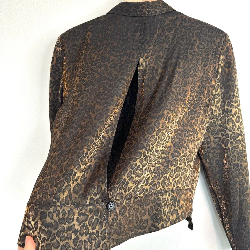 Vintage Shiny Gold Animal Print Blouse by Sheri Martin Sz M - Image 3
