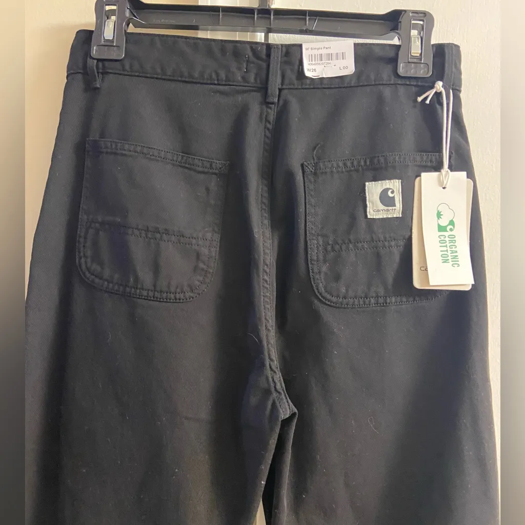 Carhartt simple pant black organic cotton wide leg jeans women 26 NWT - Image 6