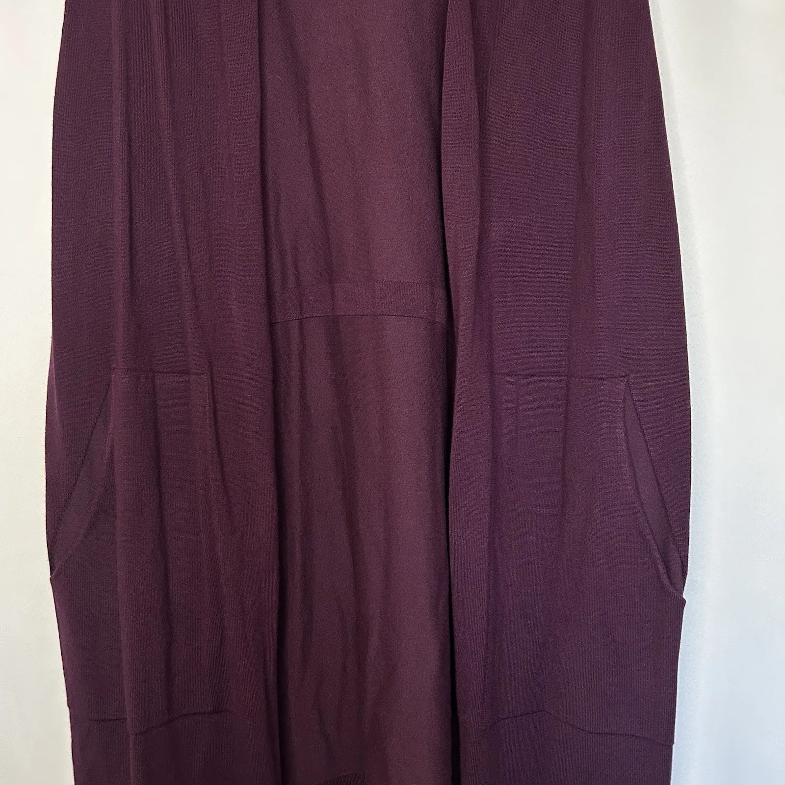 Cyrus Women's 1X Sleeveless Hooded Maroon Wine Long Open Front Cardigan Vest NWT - Image 3