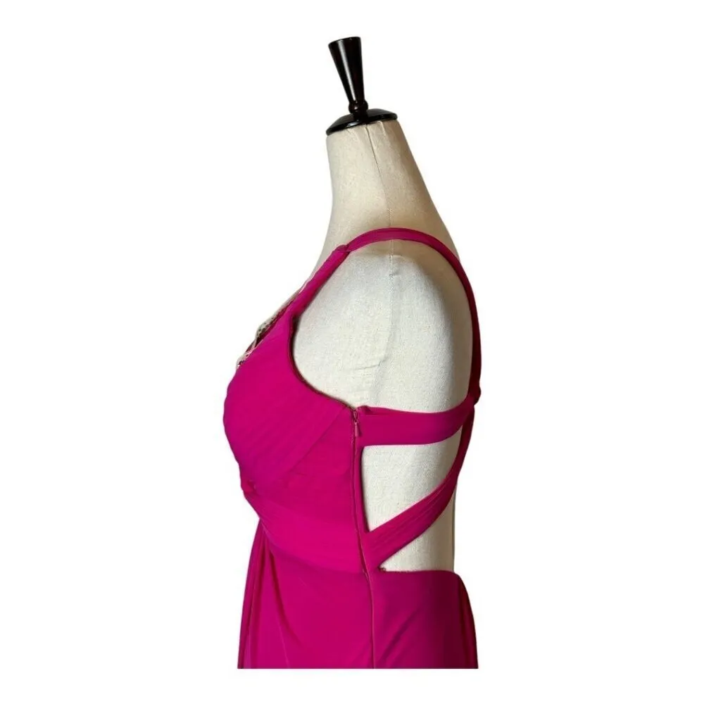 La Femme Dress Women 00 Pink Deep V Jersey Knit Illusion‎ Neckline Formal Gown - Image 6