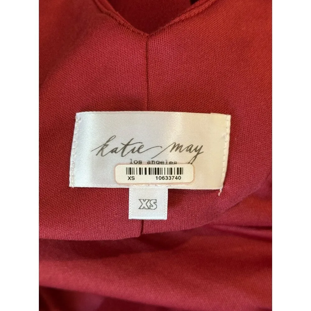 KATIE MAY Ashun Knot Back Bodycon Midi Dress Brick Womens Size XS - Image 8