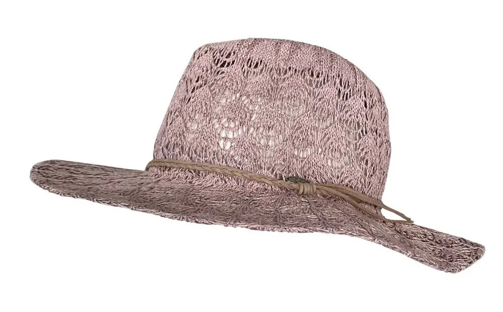 C.C Mauve Horseshoe Lace Knit Panama Western Cowgirl Hat. Festival Boho Rodeo Purple - Image 2