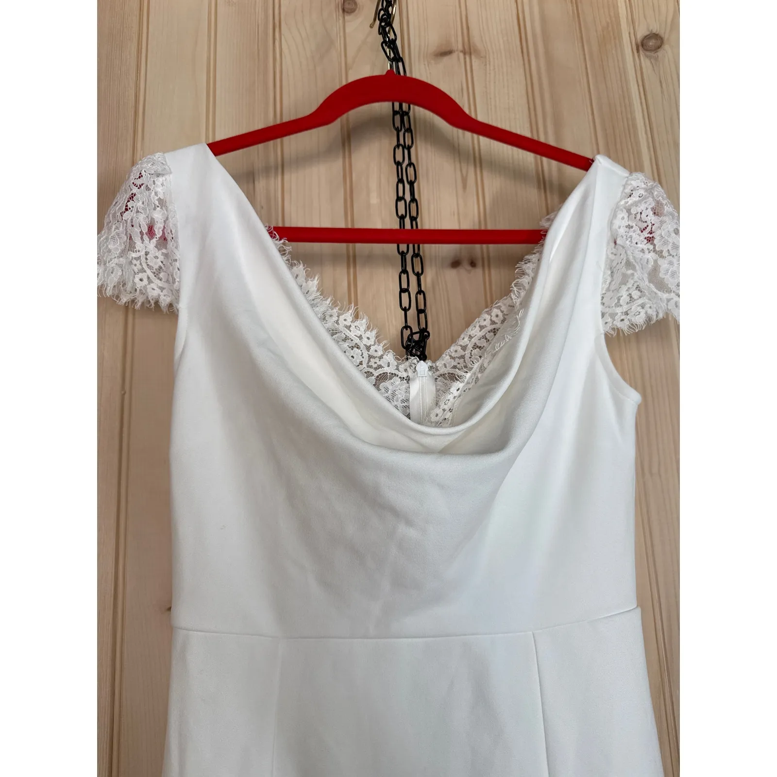 NWT Lulus Forever Beloved White Lace Cap Sleeve Mermaid Dress Bridal Bride Sz S - Image 7