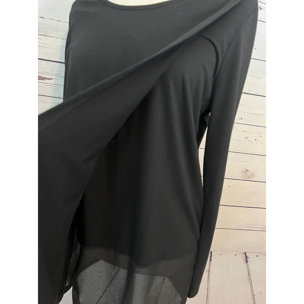 Soft Surroundings Tunic Long Sleeve Shirt Medium Black Sexy Sheer Layered womens - Image 2