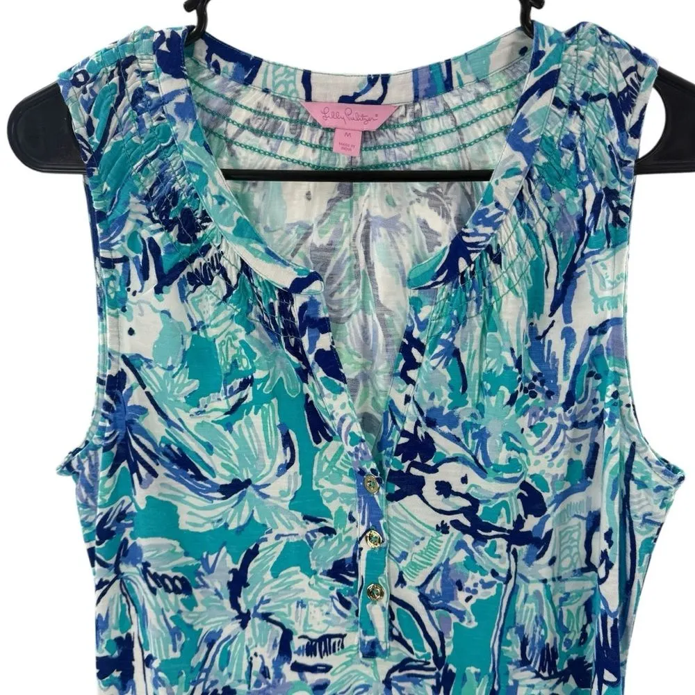 Lilly Pulitzer Women’s M Essie‎ Maxi Dress Elephant Appeal Tropical Turquoise - Image 3