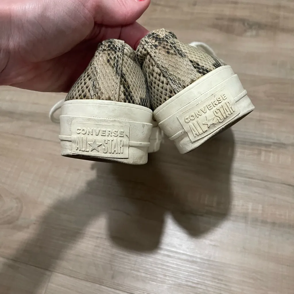 Converse Women's Beige Snake Pattern Sneakers - Image 5