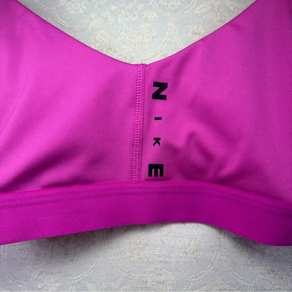 Nike Women's Dri Fit Light Support Cross Back Vibrant Magenta Sports Bra Small - Image 4