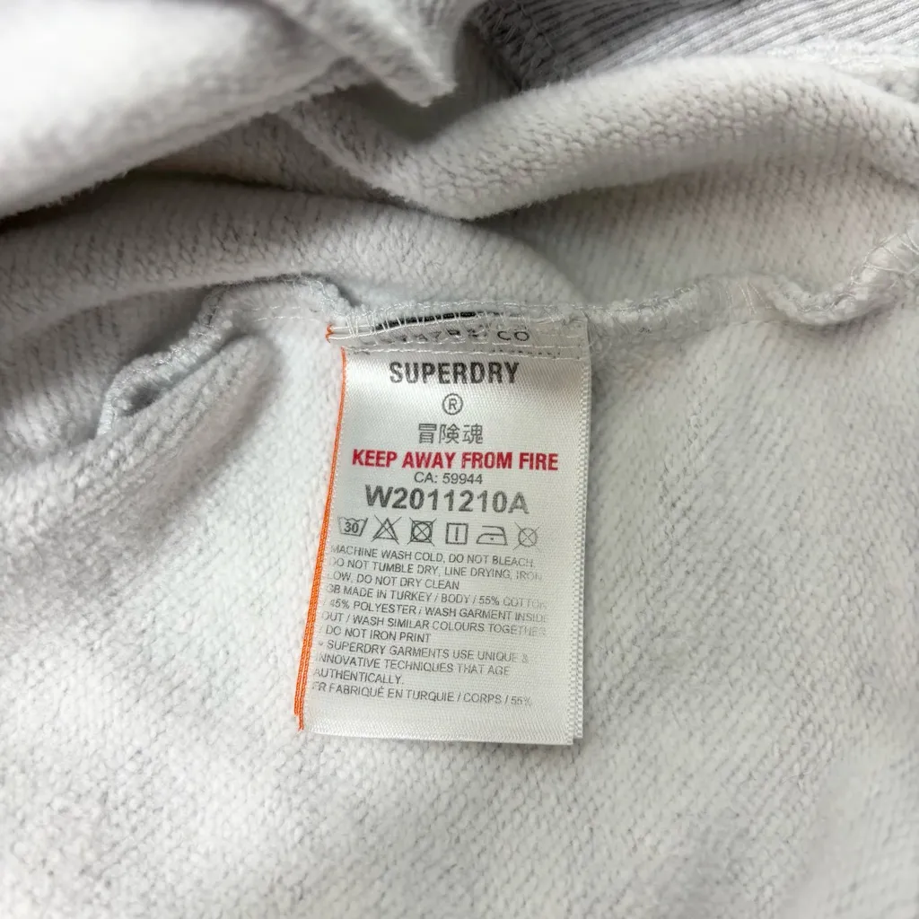 Superdry Light Gray Sweatshirt with Blue and Purple embroidered Logo Size 6 - Image 8