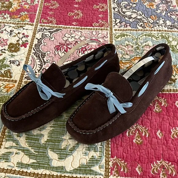 DANIEL GREEN Brown Suede Moccasins‎ Blue Ribbon Hard Sole Slipper Size 8 - Image 5