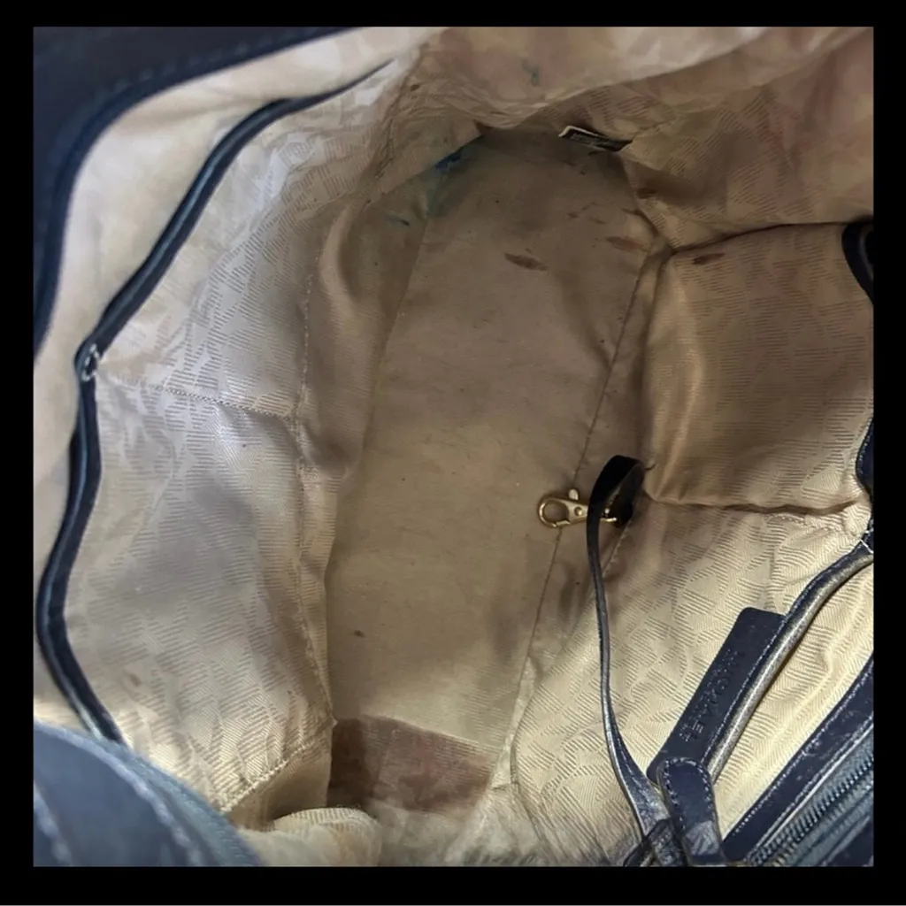 Michael Kors  Large Bedford Tote – Navy MK Logo - Image 9