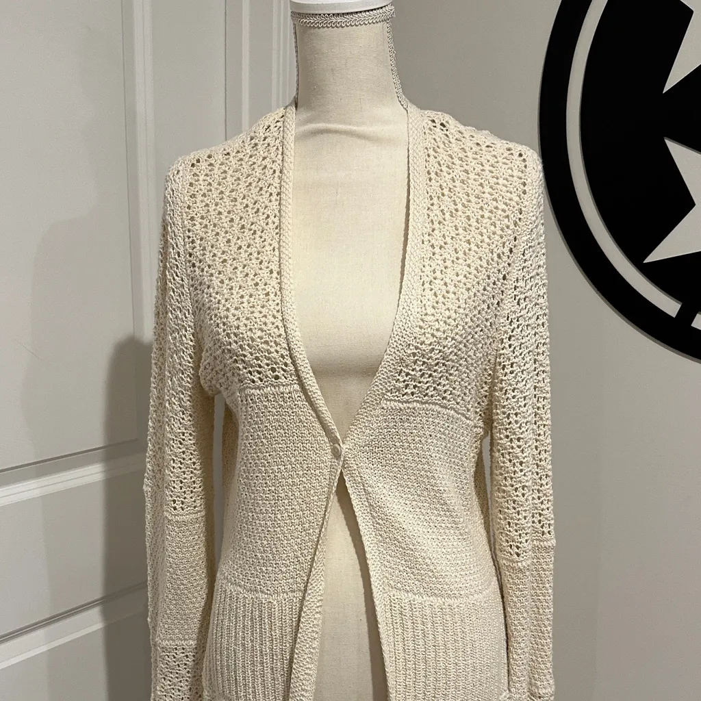 Women's Cream Open-Front Sweater - Image 2