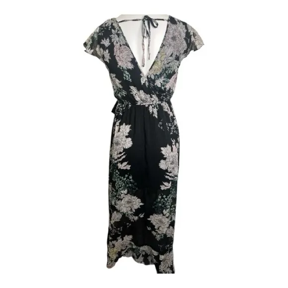 Band of Gypsies Black Floral Midi Dress - Image 4
