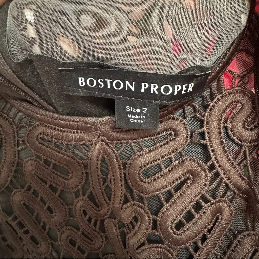 Boston Proper Dark Brown Faux Leather Pleated Midi Dress Size 4 - Image 7