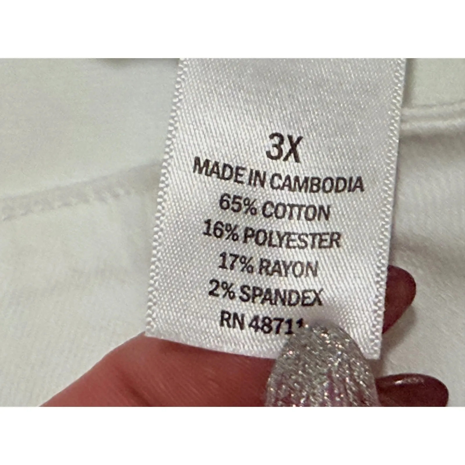 Ophelia Roe White Denim Skirt 3X Plus Size Stretch Casual Pencil Midi Slit NEW - Image 3