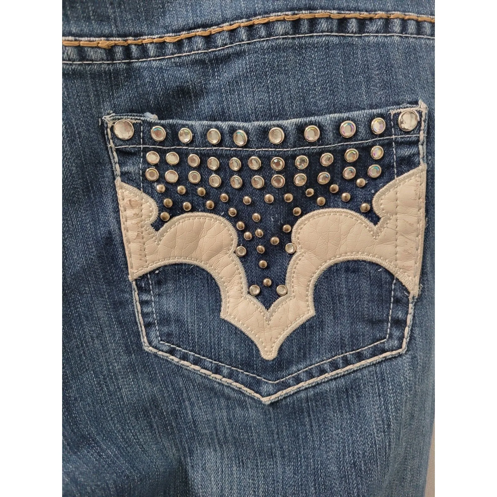 Liuces Jeans Womens Size 18 Slim Fit Rhinestones Embellish Rise Western Cowgirl Blue - Image 10