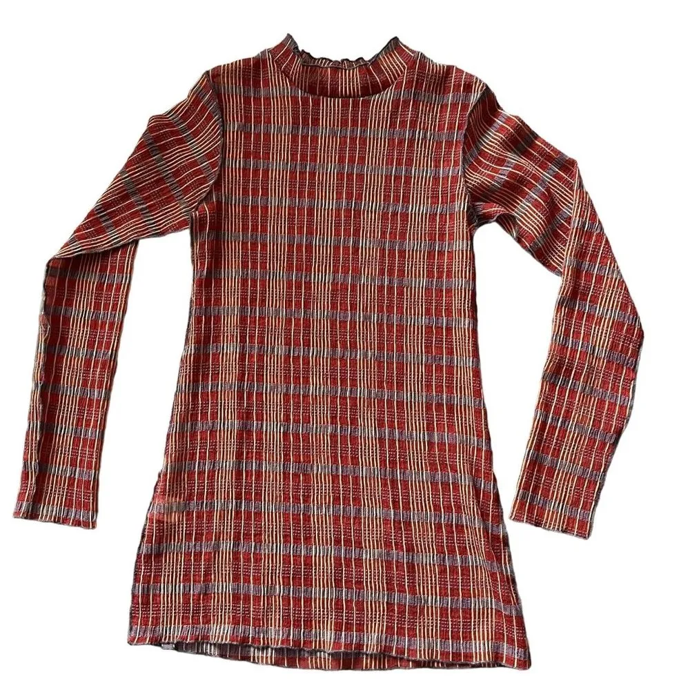 Are You Red Tartan Plaid Long Sleeve See Through Shirt One Size FAULT - Image 2