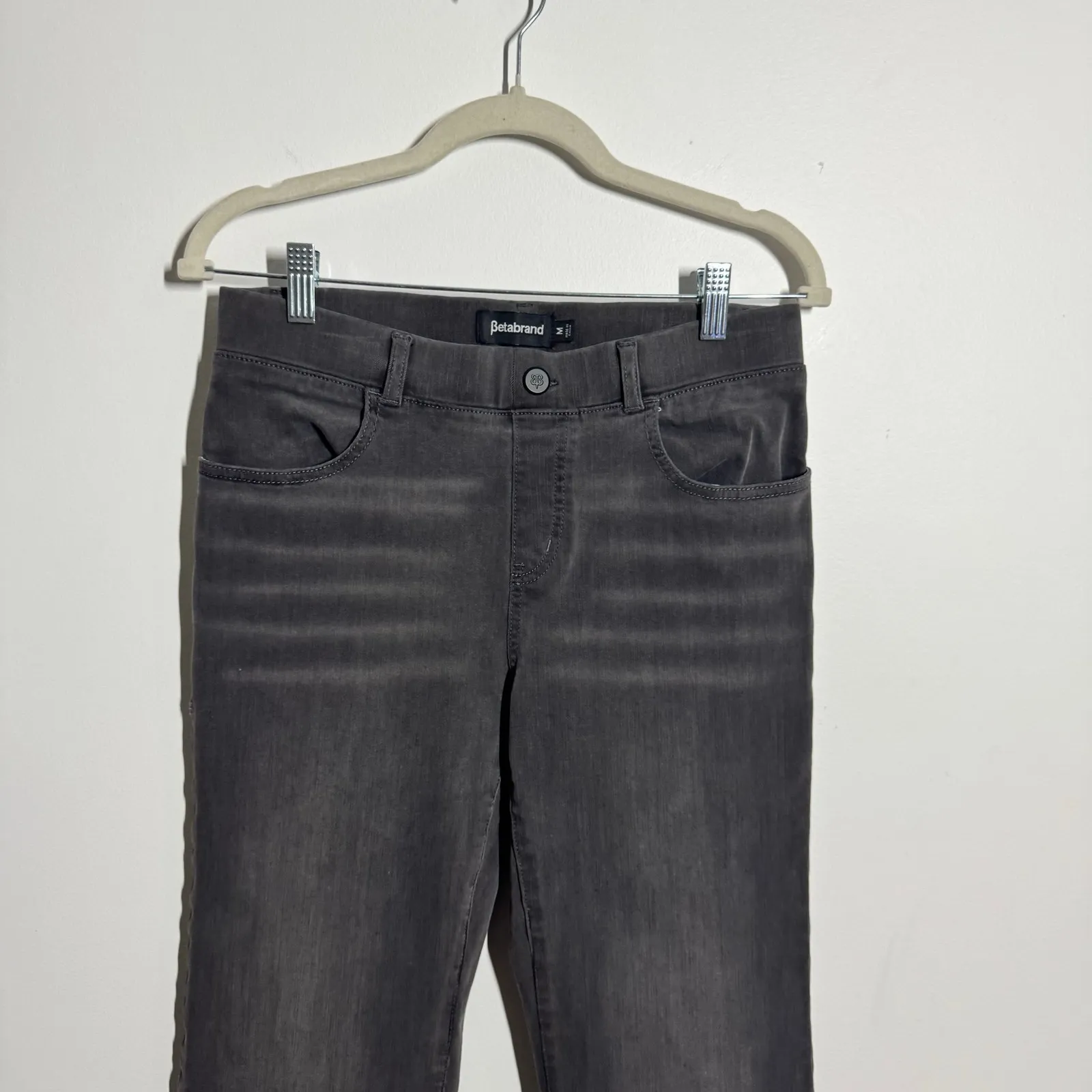 Betabrand Pull On Jeans Women M Charcoal Gray Bootcut Minimal Modest Comfy Pant - Image 3