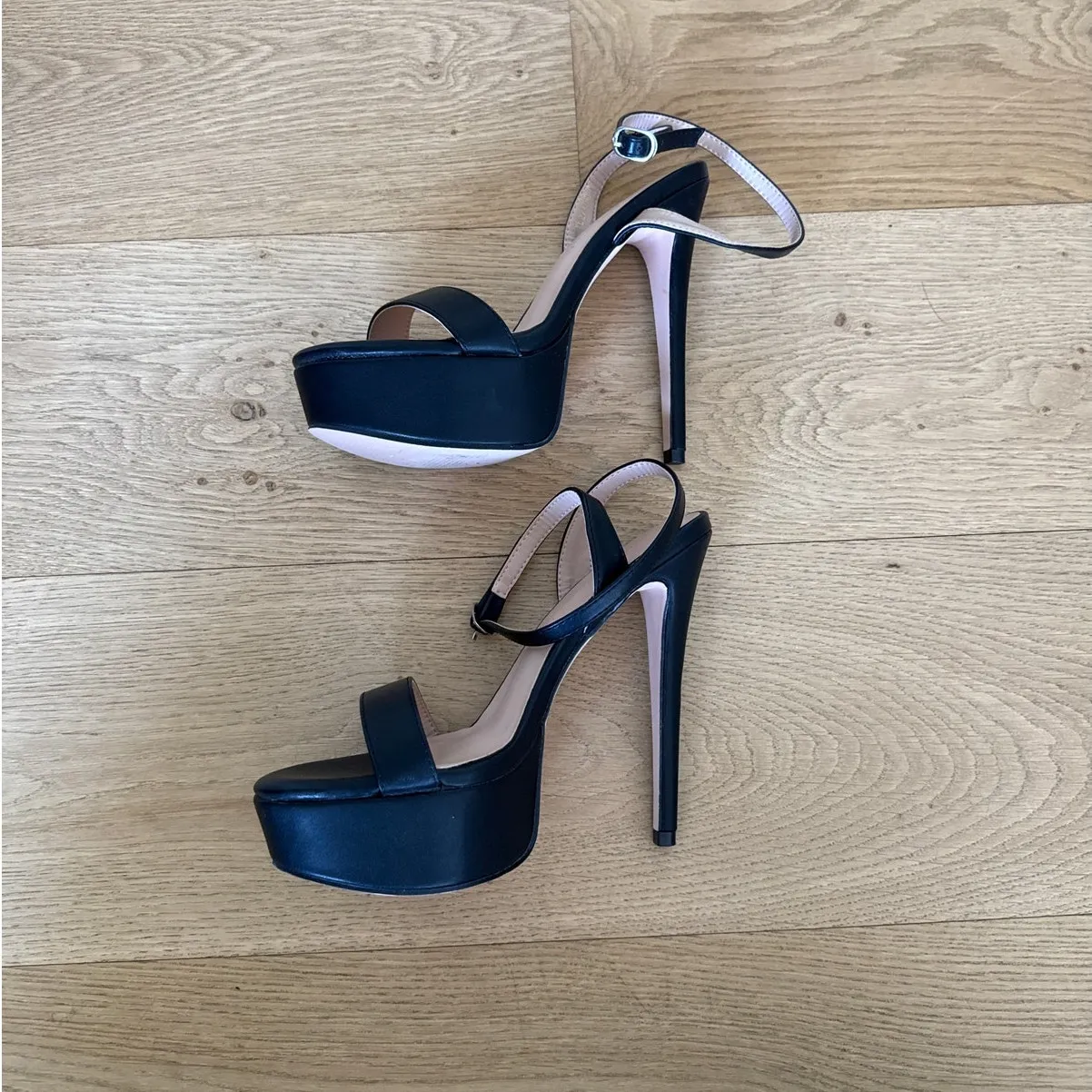 Merumote Sandals Platform Open Toe Strappy Size US7 Black - Image 2