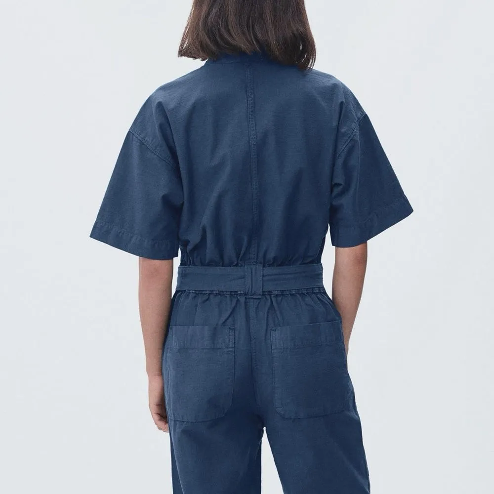 Everlane The Fatigue Short-Sleeve Jumpsuit Boiler Suit Slate Blue Size 0 | XS - Image 11