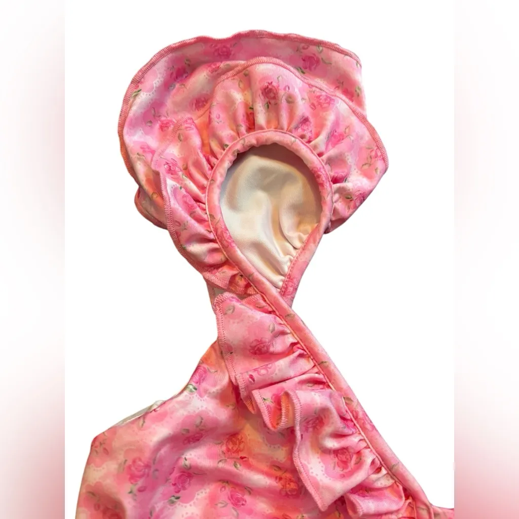 LoveShackFancy Tibbie One Piece Swimsuit Sz M Pink Rosebud Print - Image 3