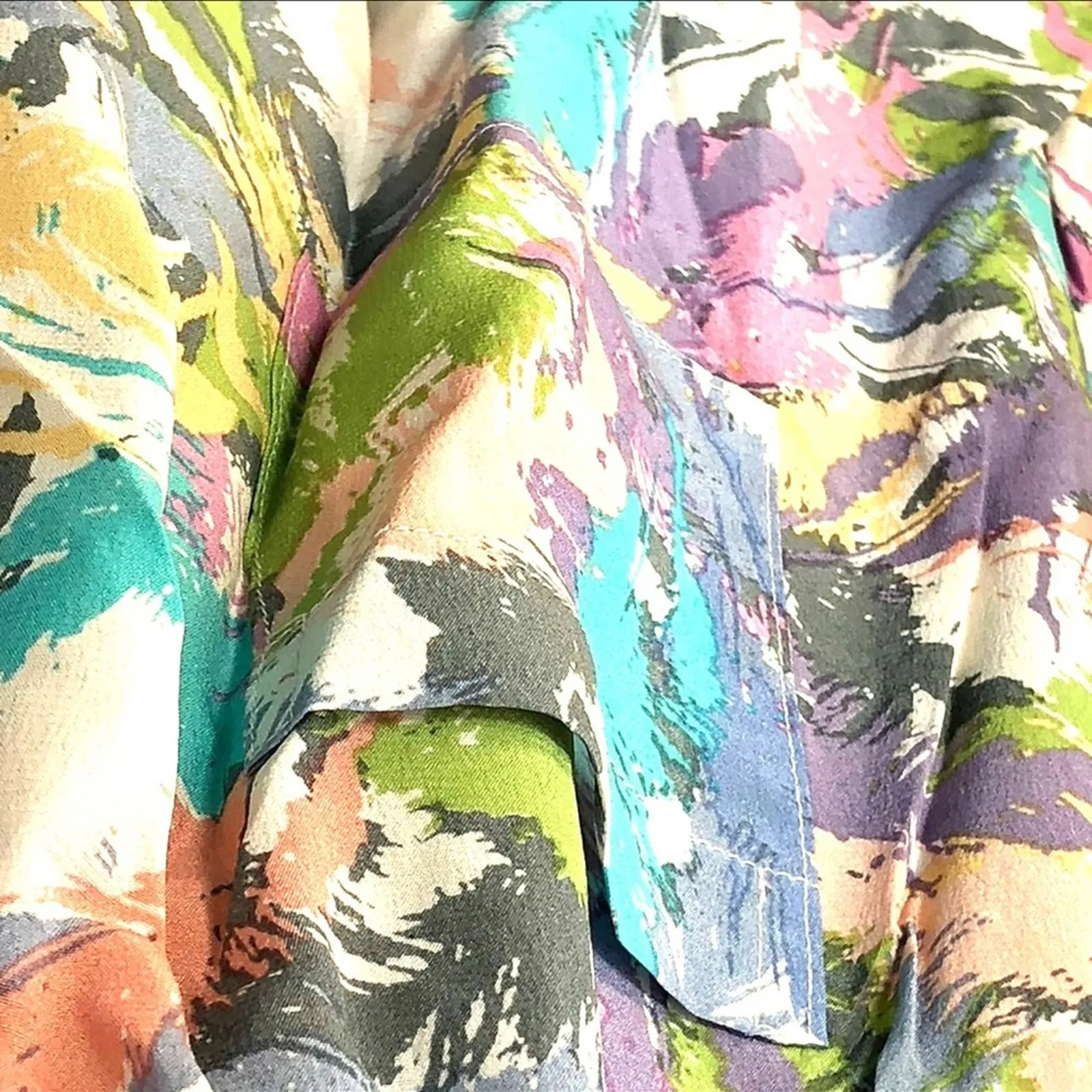 R•89 Watercolor Silk Ruffle Romper Pastel NWOT Size S Pink - Image 11