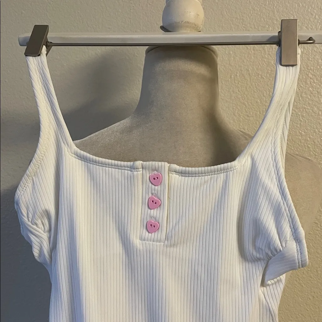 Target Stoney Clover Lane White Heart Henley One-Piece Swimsuit Bathing Suit - Image 5