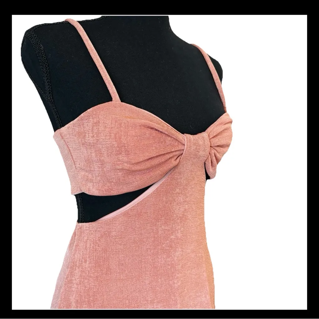 Topshop Peach Cutout Dress NWT | Size Small (4-6) | Bow, Side Cutouts, Shimmer - Image 6