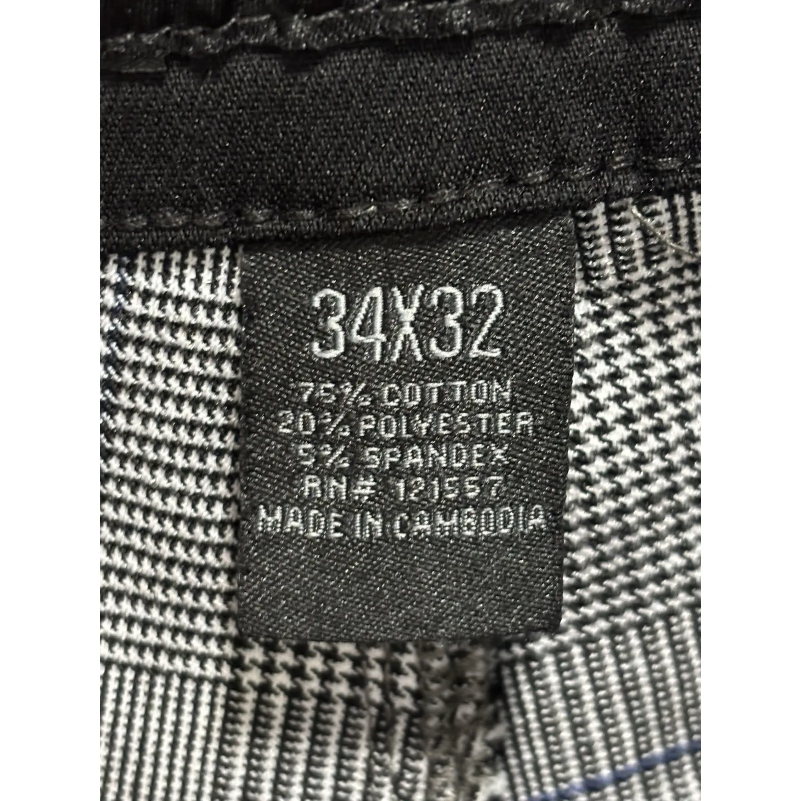 Fred Denim Plaid Skinny Dress Pants Size 34x32 Mid Rise Pockets‎ Zip Gray/White Gray - Image 4