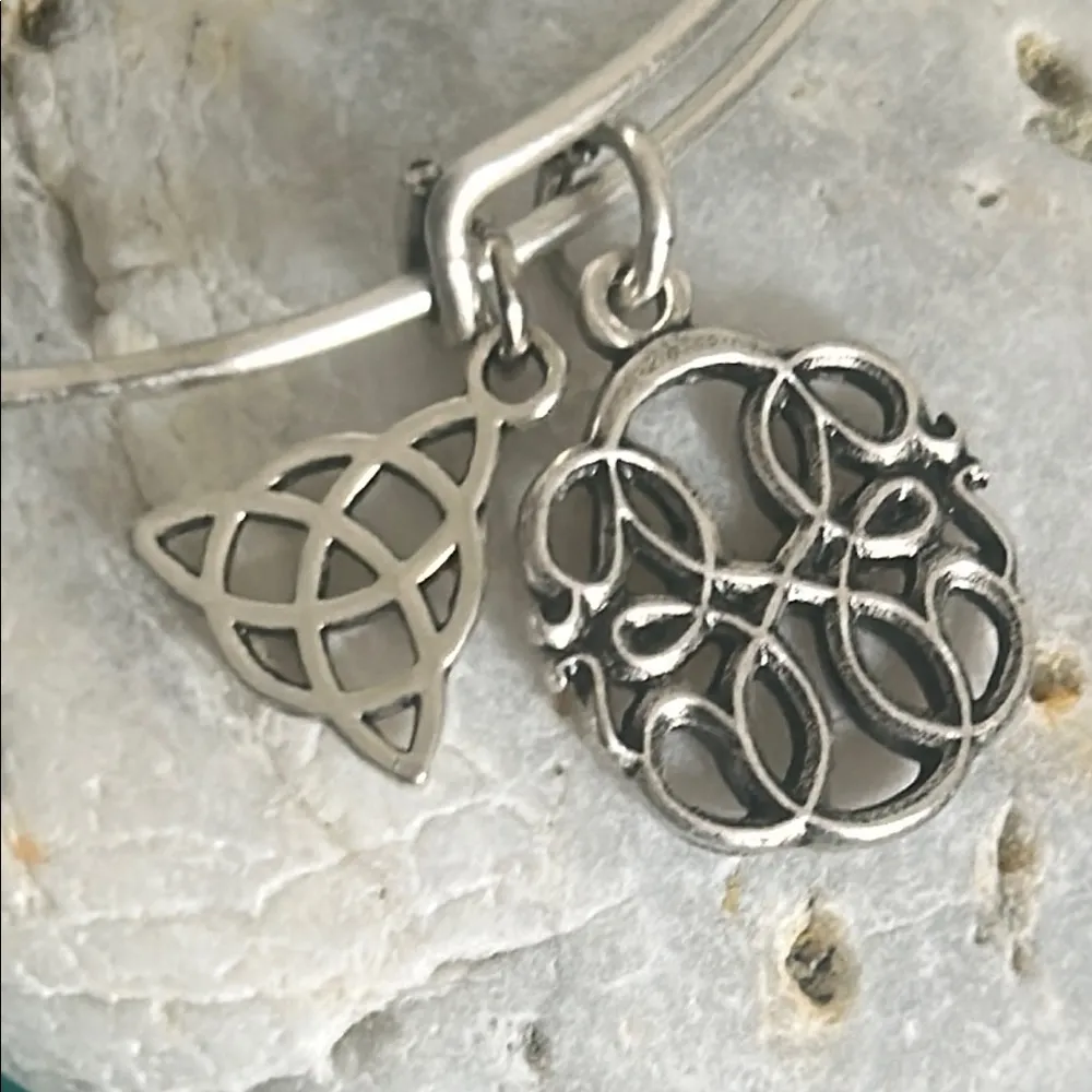 Alex and Ani Elegant Silver Celtic Trinity Path of Life Charm Bangle Bracelet - Image 3