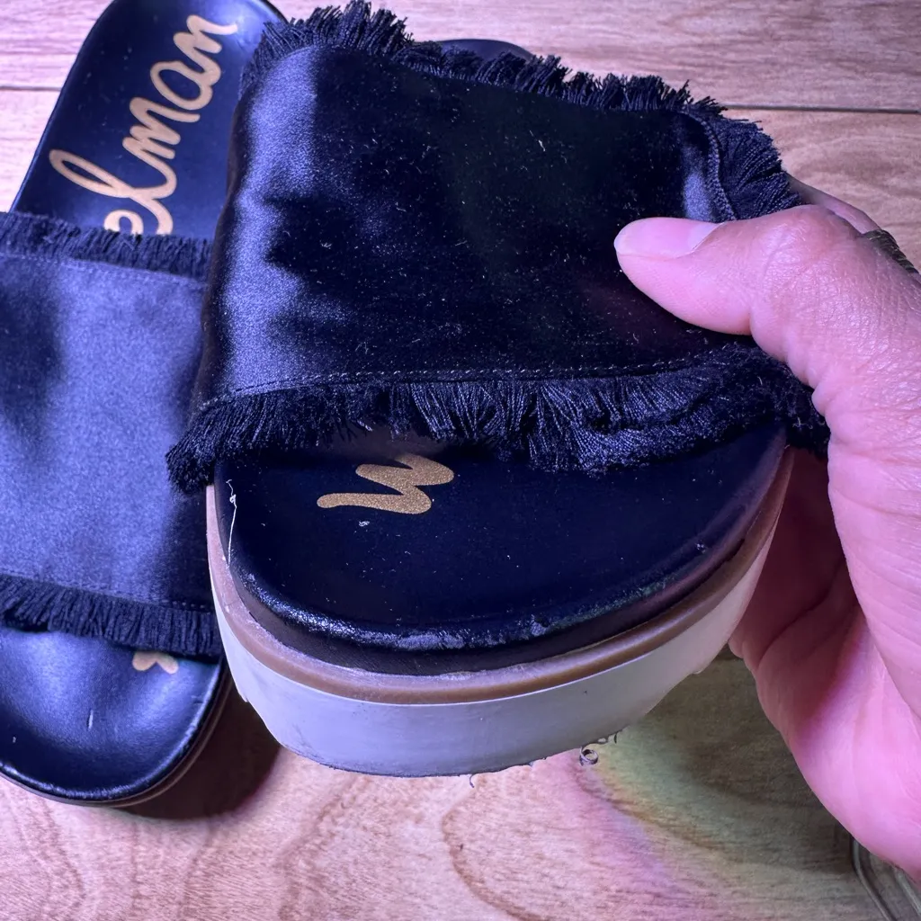 Sam Edelman Black Fringe Slide Sandals - Image 9