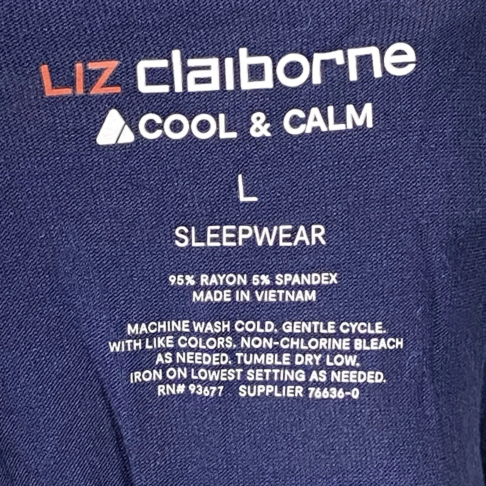 Liz Claiborne Womens Large Vneck Sleepwear Top Navy Blue White Trim Peacoat NEW - Image 4