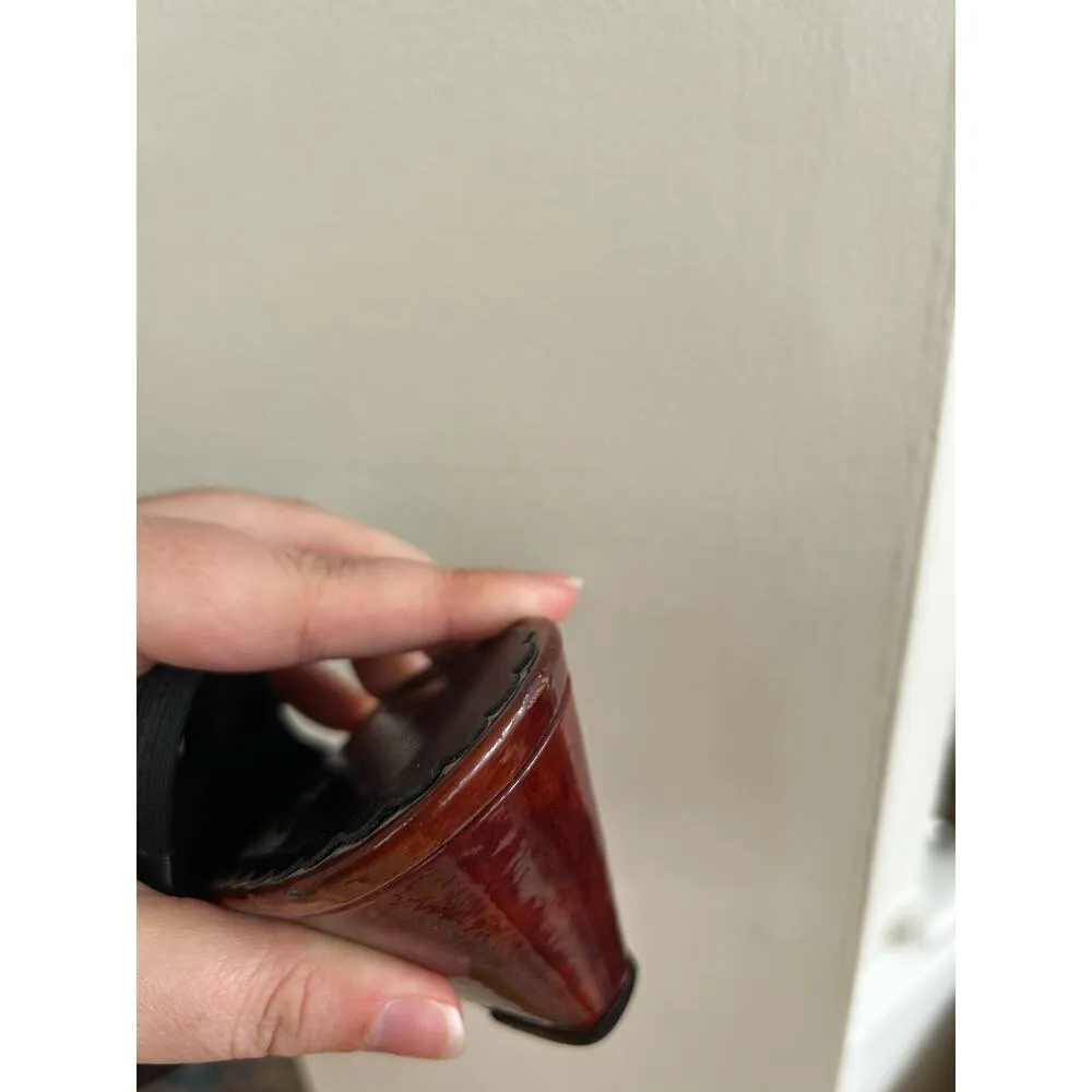 Donald J. Pliner Black Fabric & Tortoiseshell Slingback Wedges Size 9 - Image 8