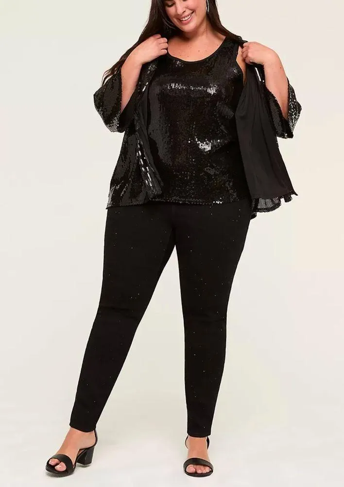 scoop neck sequined tank, black, Sz 22/24. Sparkle for the holidays! - Image 3