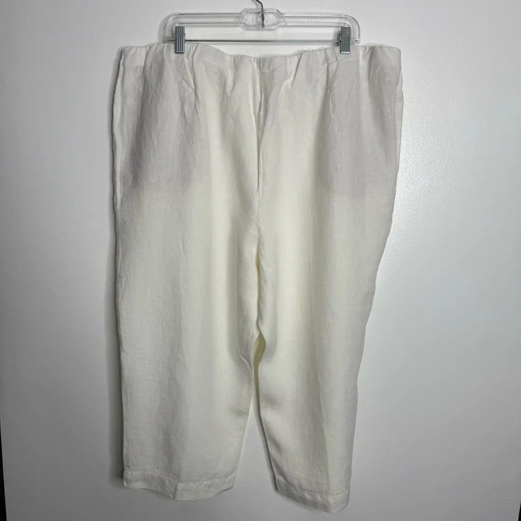 NWT J. Jill Linen Slim Crops Purejill White w/ Pockets 022954 Size‎ 3X - Image 3