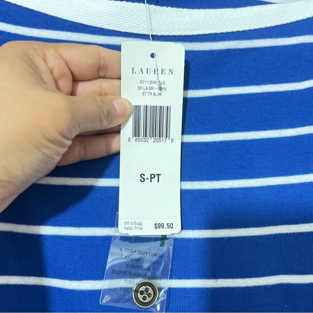 Lauren Jeans co. Ralph Lauren Striped Nautical Blue Midi Dress Size SP NWT - Image 8