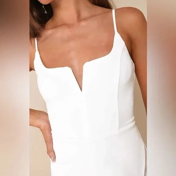 Lulus Cheers To Chic White Notched Sleeveless Skort Romper Size S - Image 3