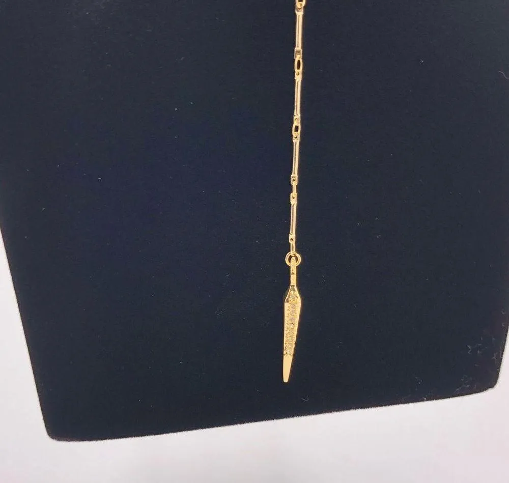 Luv AJ Gold Tone Pave Tusk Celestial Lariat Necklace Crystal - Image 4