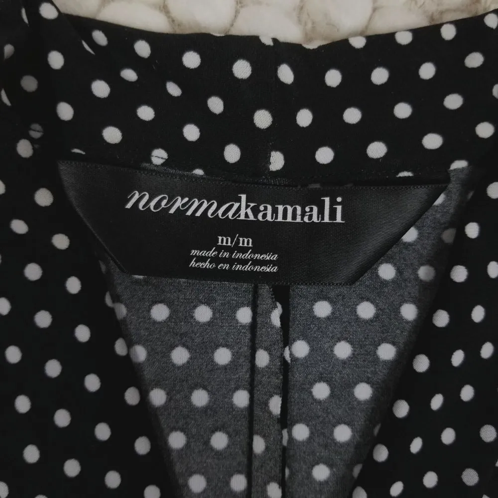 Norma Kamali Baby Polka Dot Faux Wrap Dress Black & White Sz Medium - Image 7