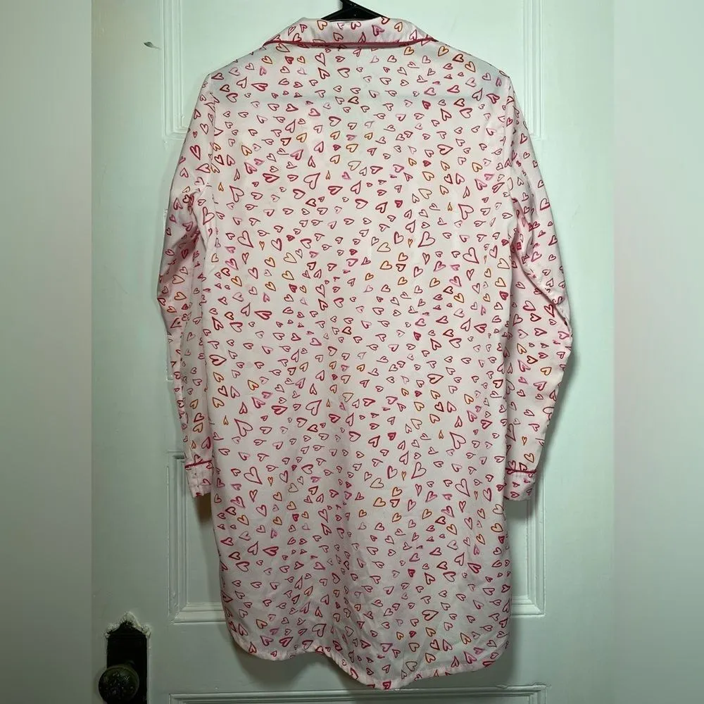 Joie | Heart Print Button Down Long Sleeve Sleep Shirt Nightgown Sz Small - Image 9