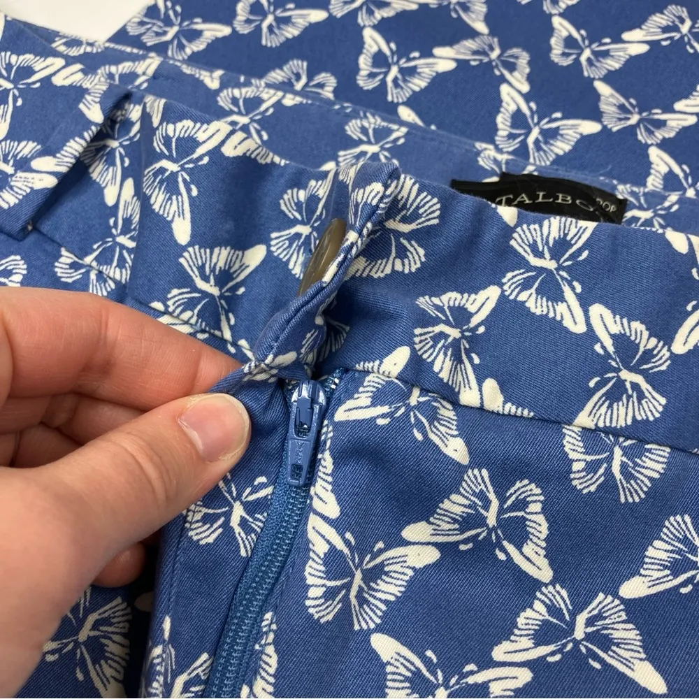 Talbots | The Perfect Crop Blue Butterfly Pattern Cotton Pants 10 - Image 2