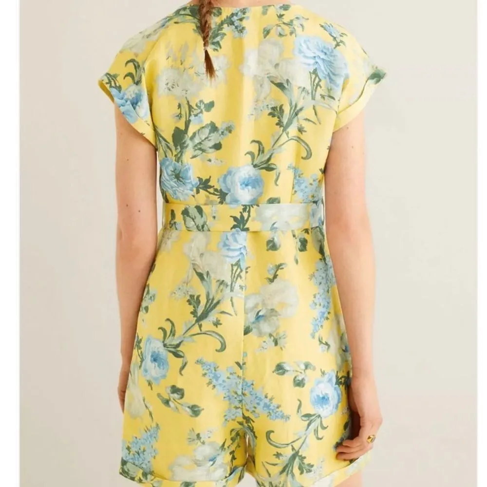 Mango yellow blue floral short sleeve romper - Image 13