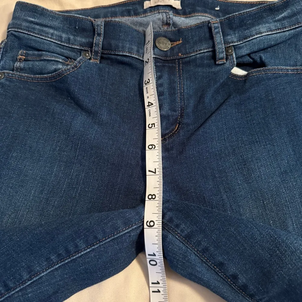 Loft Womens Size 4 Modern Skinny Raw Slit Hem Dark Wash Denim Jeans Stretch - Image 8