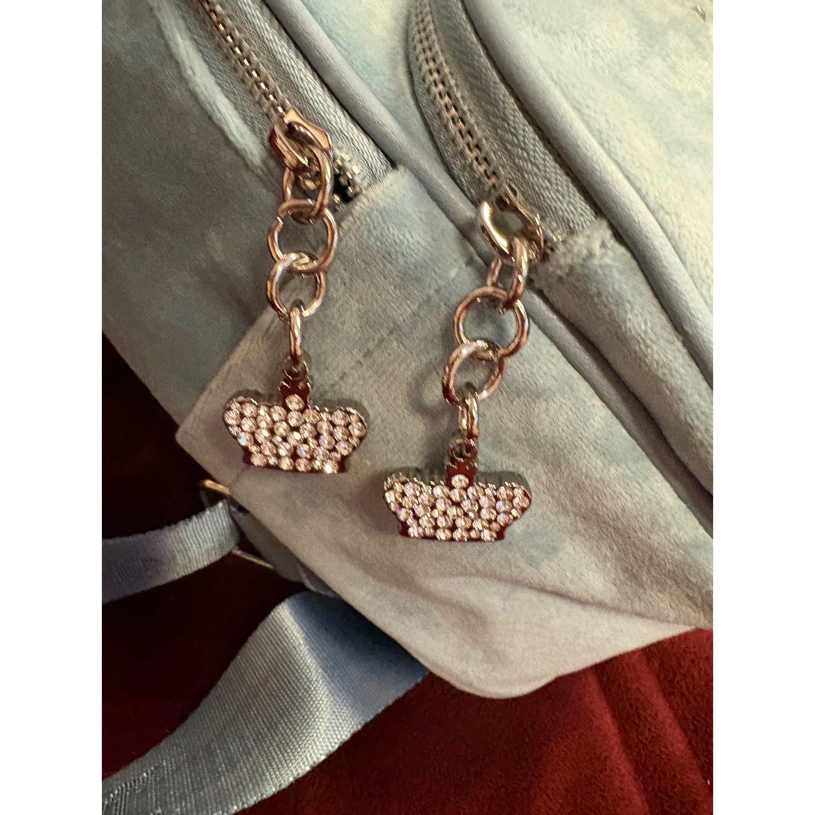 Juicy Couture Backpack Mini Blue Velvet Crown‎ Rhinestone Embellished NWT - Image 6