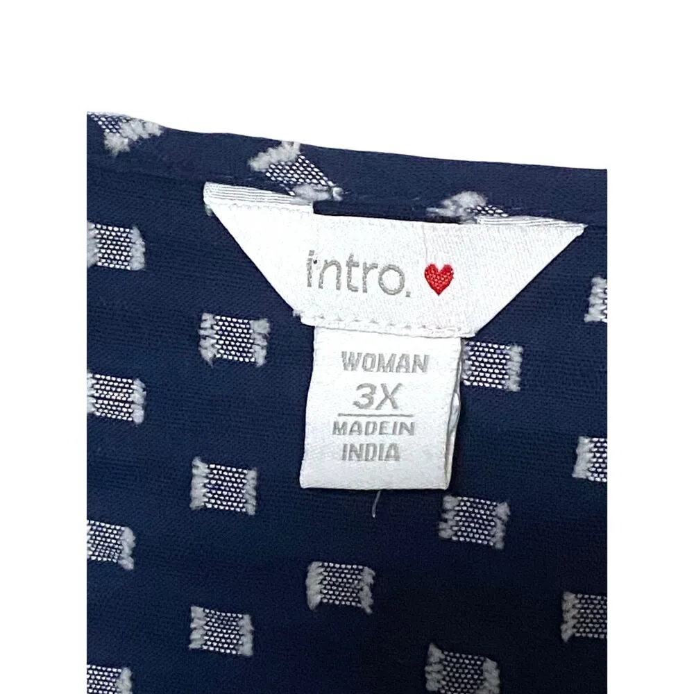 Intro Love Tunic Blouse Plus 3X Crochet Blue White Flowy Coastal Resort Boho - Image 6