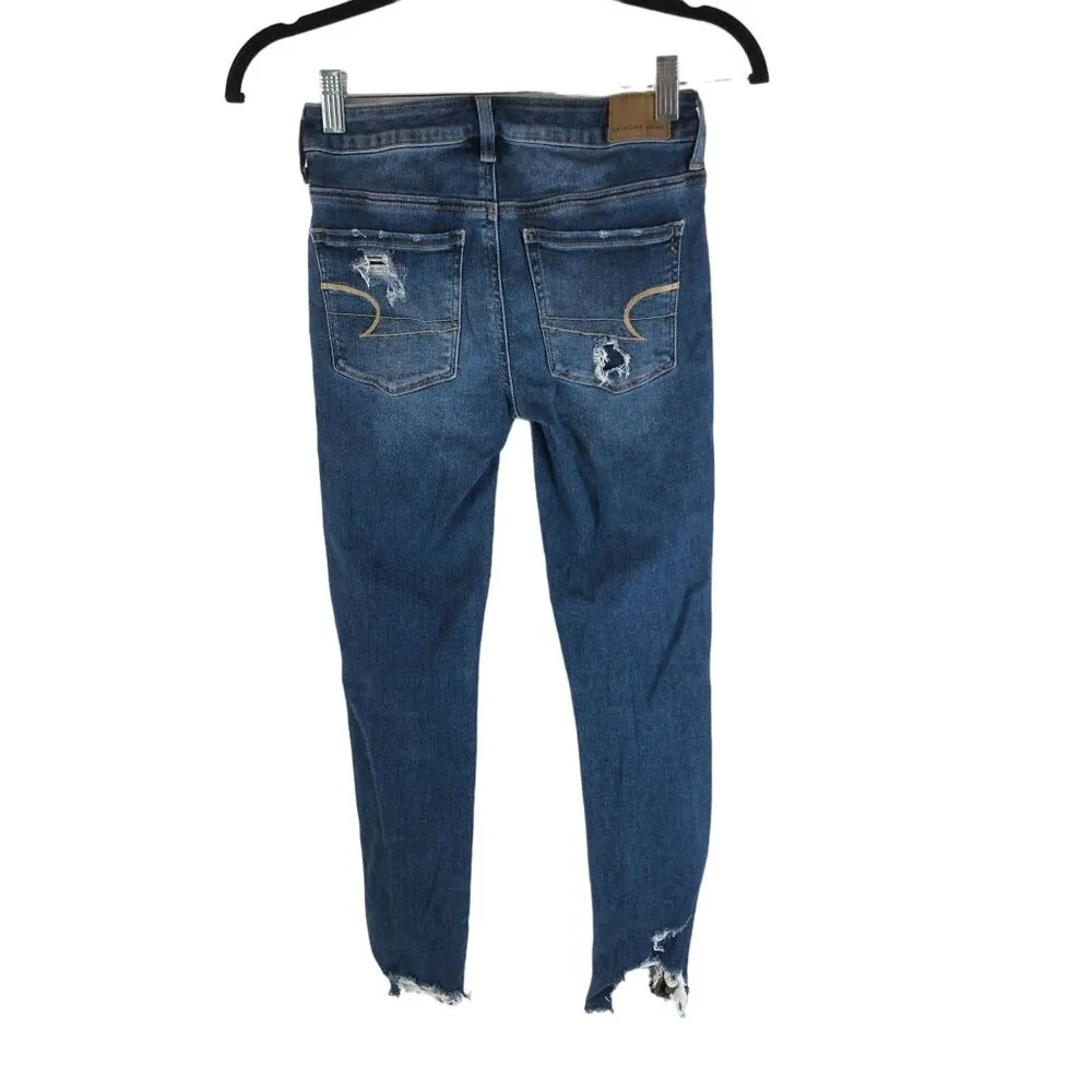 American Eagle Distressed Jegging Crop Jeans Next Level Stretch Regular Fit 0 - Image 2