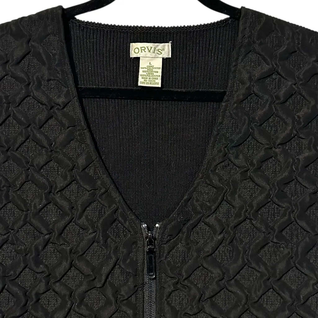 Orvis Woman’s Black Quilted Full Zip Lightweight‎ Vest Size Large Outdoor Hiking - Image 2