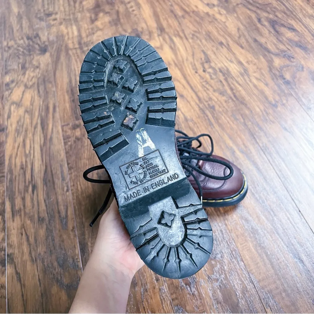 Dr Martens • vintage lace up boots 0078 leather chunky lug sole made in England - Image 11